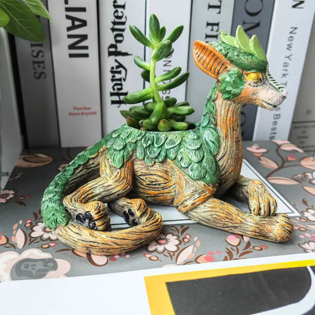 Carvallo Deko | Kreativ Draketrädsplanta | Suckulent- & Bonsai-blomkruka | Resin dekoration för trädgård & vardagsrum Carvallo