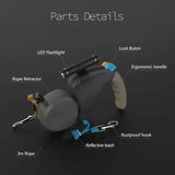 Åter retractable hundkoppel med 360° trassel – Justerbart bälte för två hundar, lätt och hållbart Carvallo