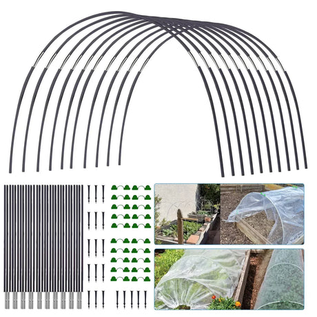 Carvallo FlexGrow trädgårdsbåge-set i fiberglass | DIY växtunnel för odlingsbäddar & förkulturbädd | Rostfri & återanvändbar | Inkl. anslutningsdelar Carvallo