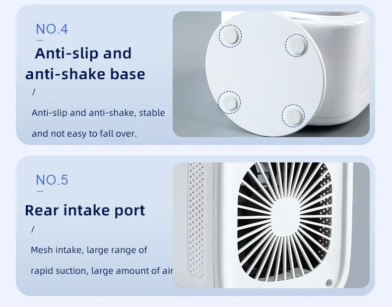 Carvallo Coolivia BreezeLight | 3-i-1 Mini-klimatanläggning, fläkt & luftfuktare | Med LED-stämningsljus & USB-anslutning Carvallo