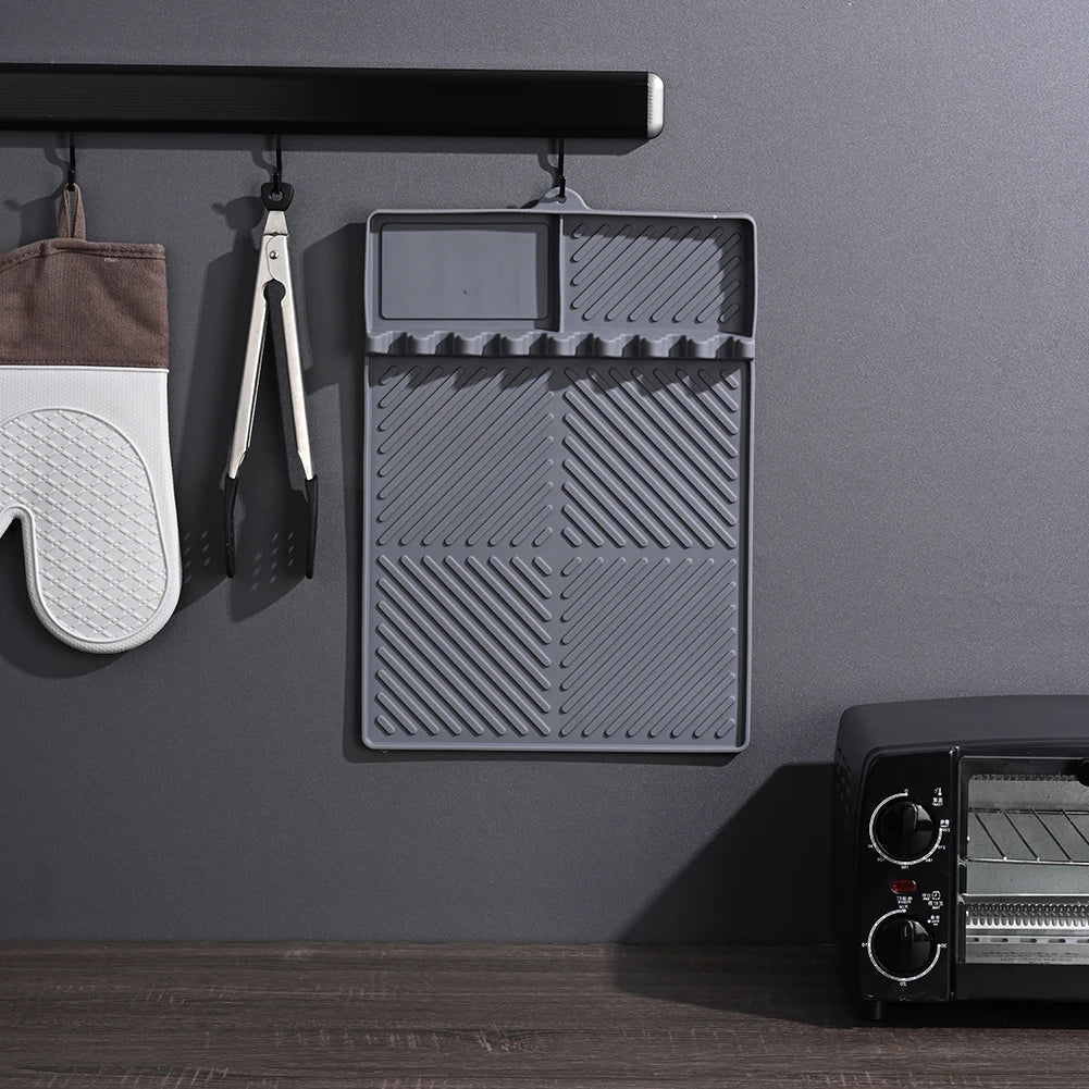 Carvallo Rektangulär Silikon-Uppläggningsmatta | Värmebeständig & Diskmaskinssäker | Oljeuppsamlings- och Avtorkningsmatta för Kök & Ugn Carvallo