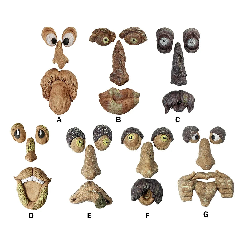 Carvallo Trädansikte Dekofigur | Handmålad harsskulptur | Rolig trädstamsfigur för trädgård & helgdagar | DIY-trädansikte Carvallo