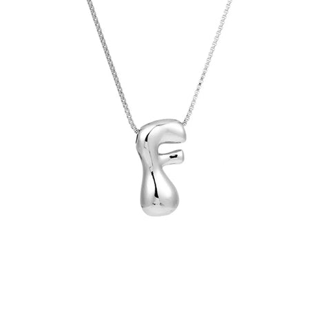 Royelux A-Z Ballong Bubbel Bokstav Hänge Halsband – Silver Chunky Initial Smycken Carvallo