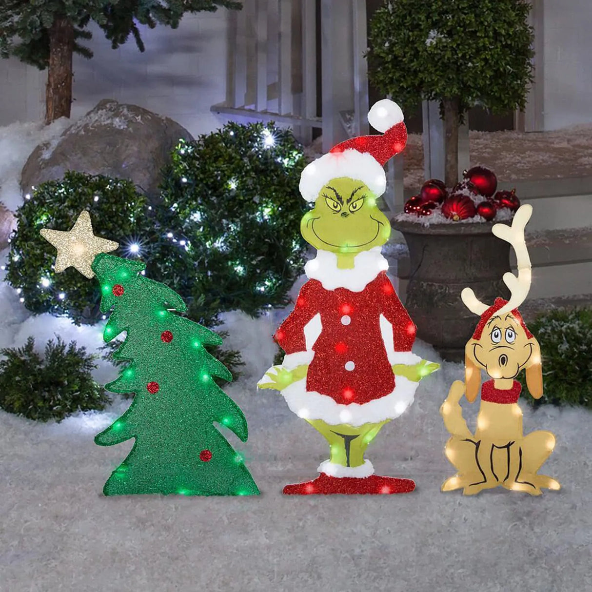 Grinch Juldekoration - Glada Trädgårdsbelysningar för Helgerna Carvallo