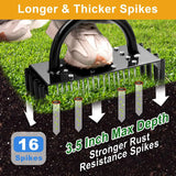 Carvallo AirCore Pro 2-i-1 Handgräsmatta-luftare av stål | Med 16 spikar & 8 jordkärnor | För trädgård, gräsmatta & markvård Carvallo