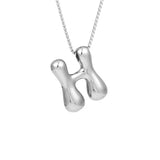 Royelux A-Z Ballong Bubbel Bokstav Hänge Halsband – Silver Chunky Initial Smycken Carvallo