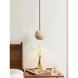 Hänglampa av travertin – Minimalistisk rund LED-hänglampa i Wabi-Sabi-stil Carvallo