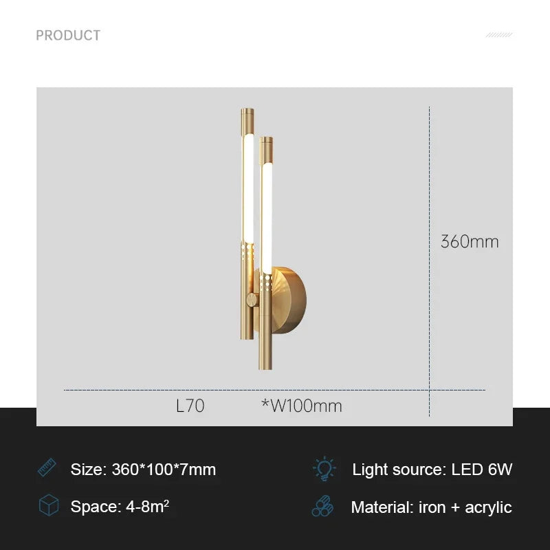 ModernLux - LED Vägglampa Lyx Inomhusbelysning Sconces för Vardagsrum och Sovrum Carvallo