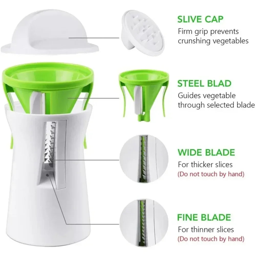 Carvallo Spiral Cutter | For Vegetables & Cheese | Manual & Compact | Stainless Steel & BPA-free Plastic Carvallo