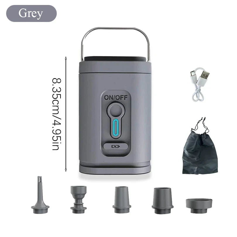 Carvallo Mini Luftpump | Ultra Kompakt & USB-C Uppladdningsbar | 5 Munstycken | 200L/min Effekt Carvallo