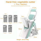 Carvallo 5-i-1 grönsaksskärare | Mandolin & Hackare | Manuell & Säker | För Frukt, Grönsaker & Kött | 27 x 11 cm Carvallo