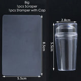 Carvallo-Set ClearStamp Duo | Transparent silikonstämpel & skrapa | För fransk design & nagelkonst | 2,3 cm diameter Carvallo