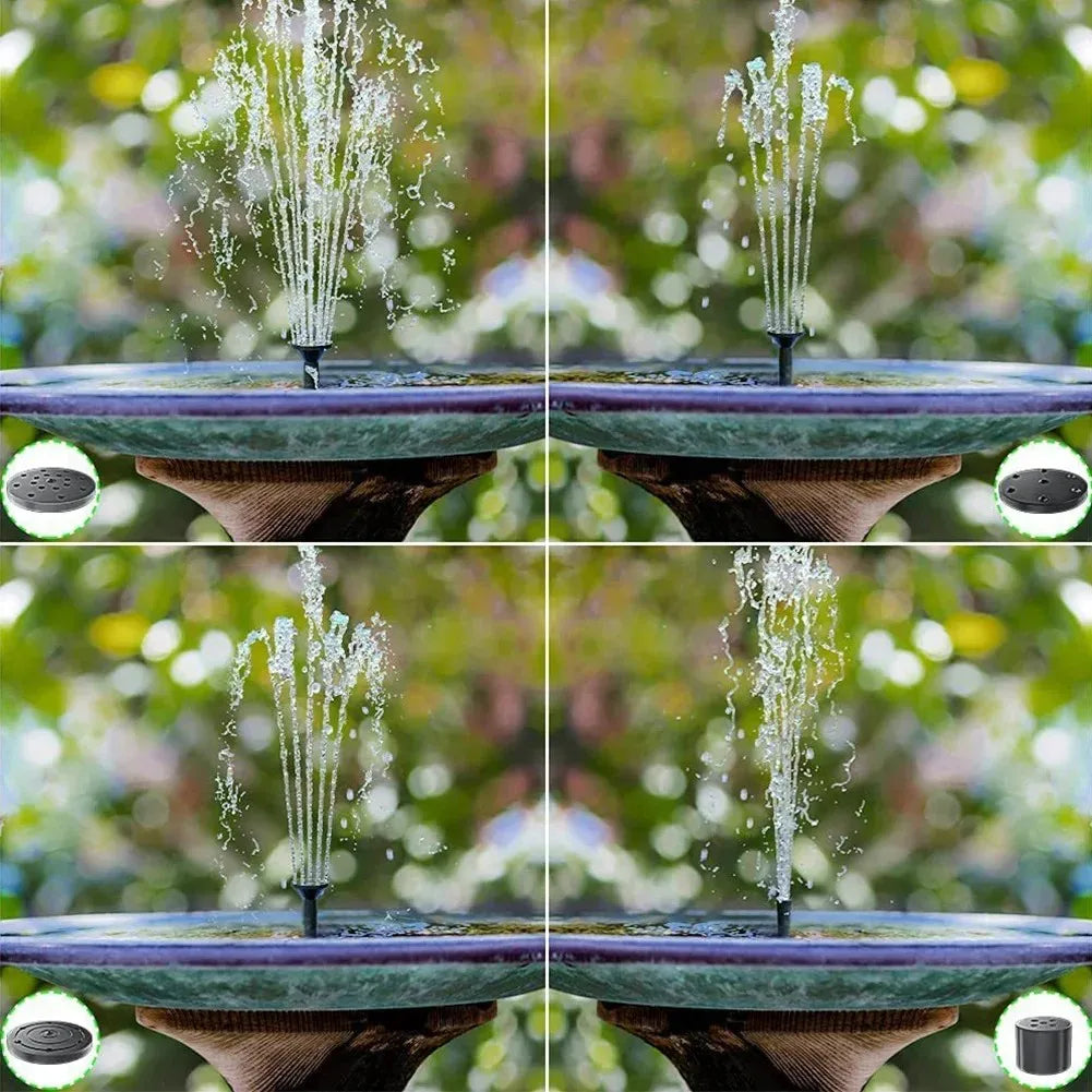 Carvallo Solar Fontänpump 1.5W | Med 6 Munstycken & Solpanel | För Fågelbad, Dammar & Trädgårdar Carvallo