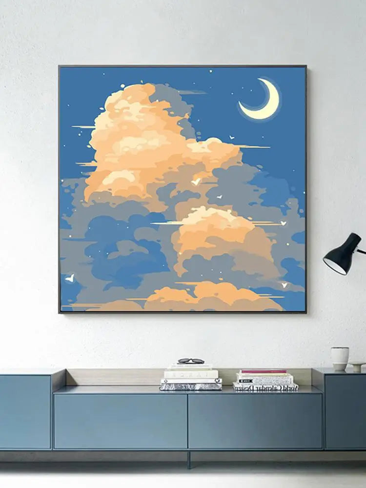 Carvallo Malset med ram | Målning efter nummer Abstrakt solnedgångslandskap | Akrylfärger DIY-konstverk för modern väggdekoration Carvallo