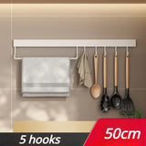 Carvallo KüchenMeister Flex | Utan borrning | Med krokar och skedhållare | 30/40/50 cm | Organizer i rymdaluminium Carvallo