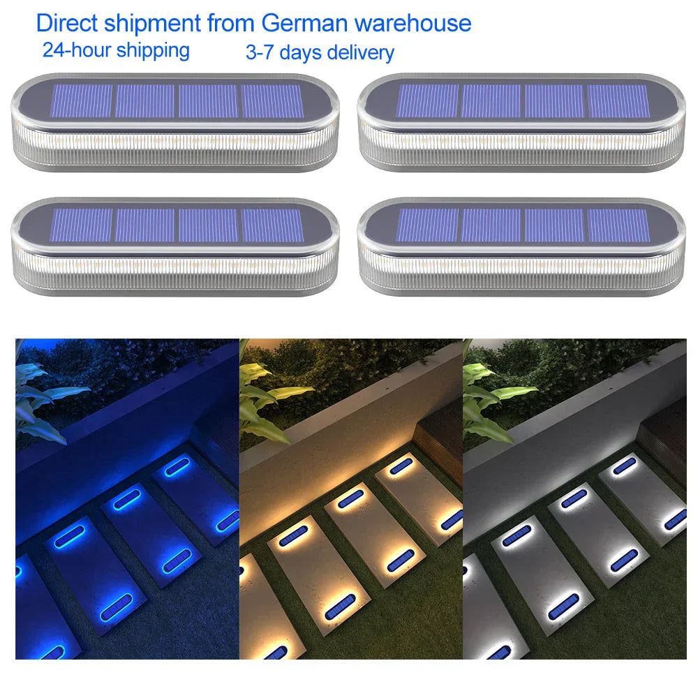 Carvallo-trappbelysning LumaStep | IP68 Vattentät | 30 LEDs | Varm-/Kallvit/Blå | För Terrass, Staket & Utomhus Carvallo