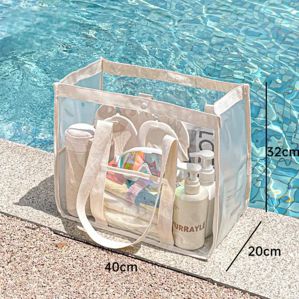 Carvallo Transparent Strandväska av PVC | Fällbar & Vattentät | Med Dragkedja & Axelrem | För Pool, Strand & Camping Carvallo