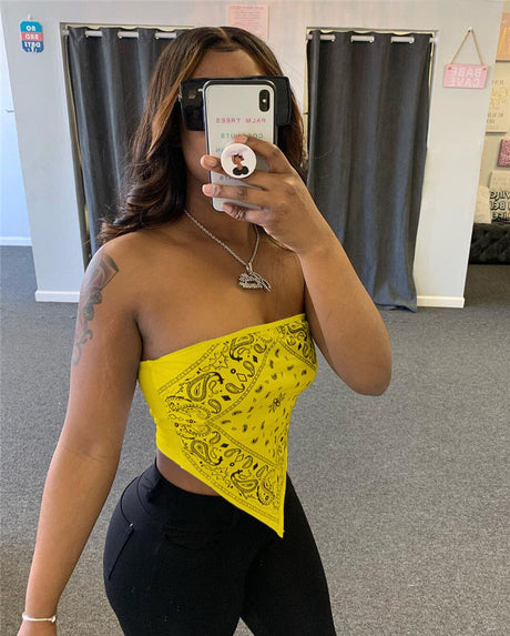 Tube Crop Bandana toppar-Clothes for women-Hemnix-Gul-S-Hemnix