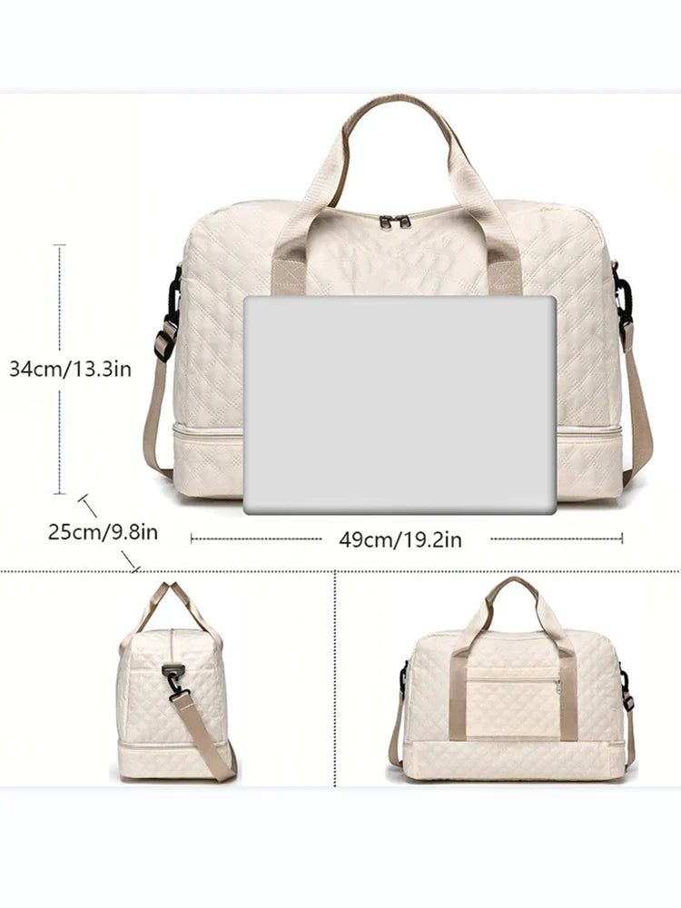 Carvallo TravelFlex Lätt resväska med diamantmönster | Stor sport- & weekendväska med skofack & vått fack | Godkänd för handbagage & vikbar Carvallo