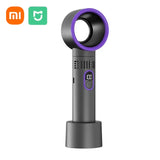 Carvallo Bladeless Handfläkt med Digitaldisplay | 100-Stegs Vindkraft | USB-laddning & 3000mAh Batteri | Bärbar Turbofläkt Carvallo