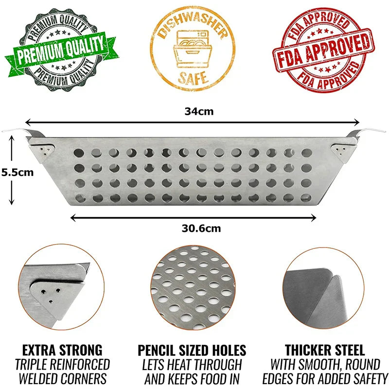 Carvallo Grillkorg i rostfritt stål | För grönsaker & grillat | Värmebeständig & Rostfri | För gas- & kolgrill Carvallo