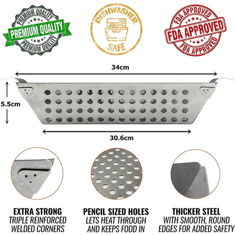 Carvallo Grillkorg i rostfritt stål | För grönsaker & grillat | Värmebeständig & Rostfri | För gas- & kolgrill Carvallo