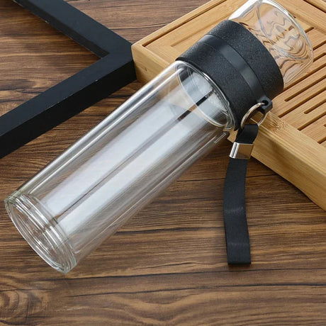 Royelux Glass Tea Infuser Bottle – 450ml Dubbelväggad Tumbler för Löst Te & K herbalte Carvallo