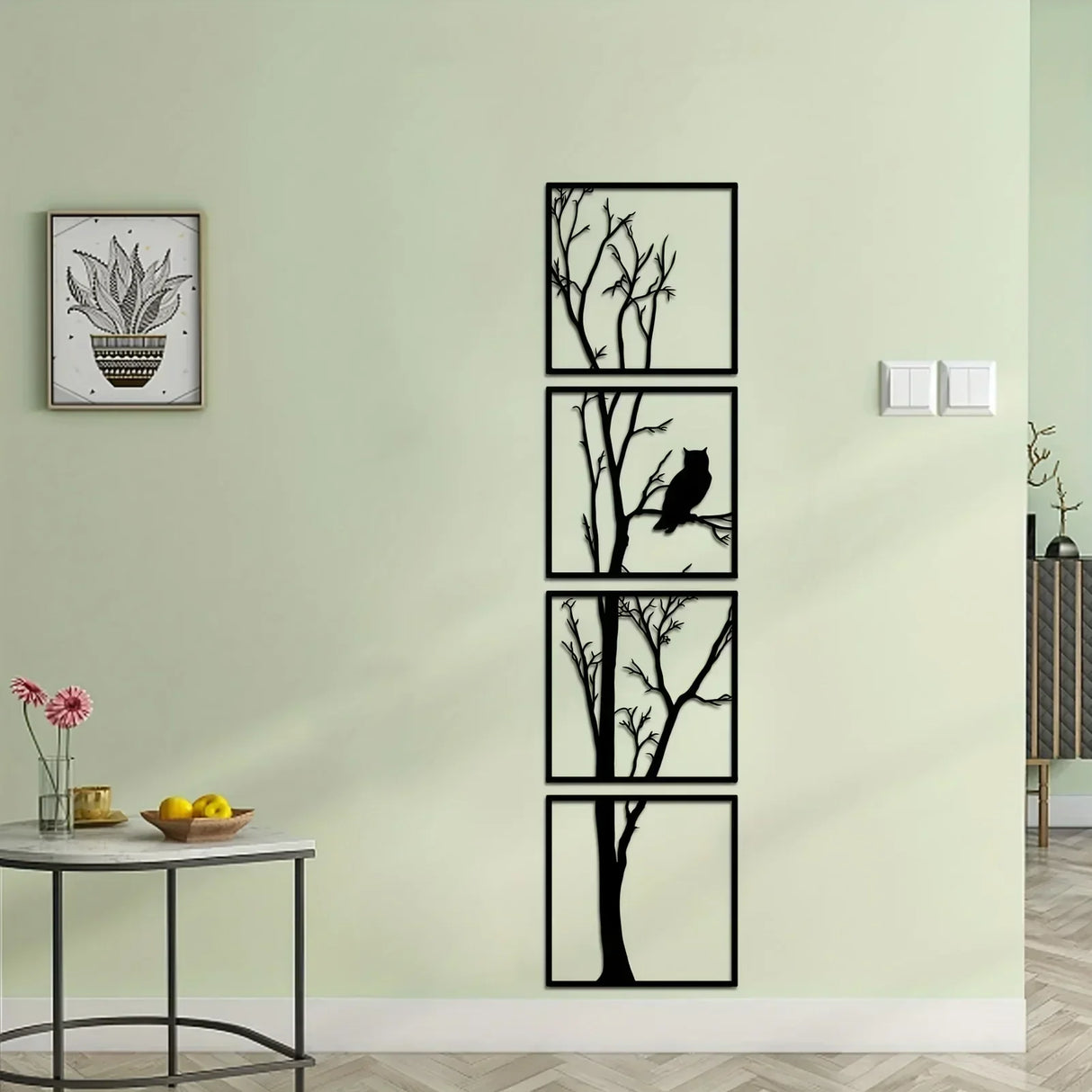 Väggdekoration Träd och Uggla - Minimalistisk och Stilig Carvallo