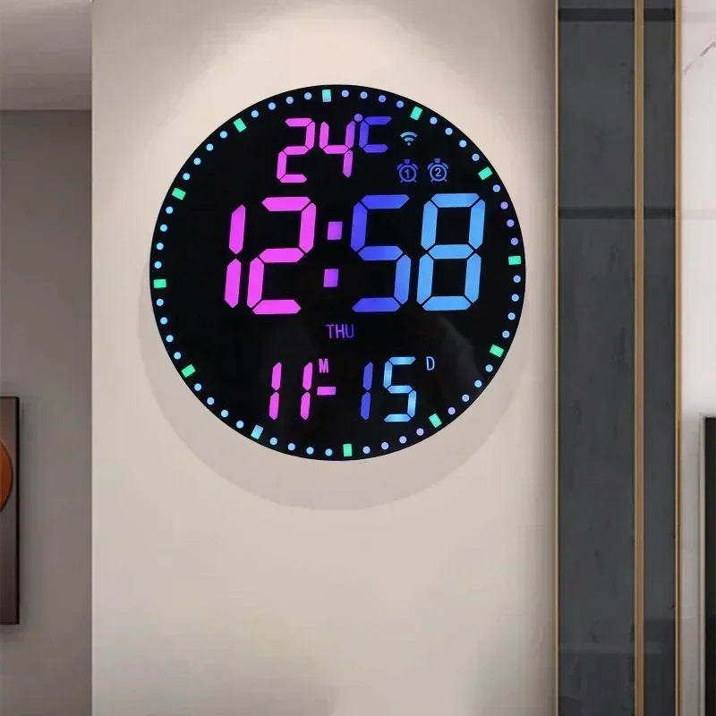 WiFiTid - LED Väggklocka Med Kalender och Dubbel Alarmfunktion Carvallo