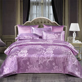 Wostar Satijn Rayon Jacquard Påslakan 220x240 Sommarluxus Dubbelsäng Duntäcke Sängkläder Set Carvallo