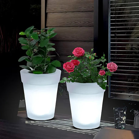 Carvallo GlowPot Solkruka med LED-belysning | Lysande kruka för trädgård & balkong | Vattentät & Återuppladdningsbar Carvallo
