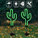 Carvallo NaturDécor Solar-Neon-Trädgårdslampa Kaktus & Flamingo | LED Jordspett IP65 Vattentät Carvallo