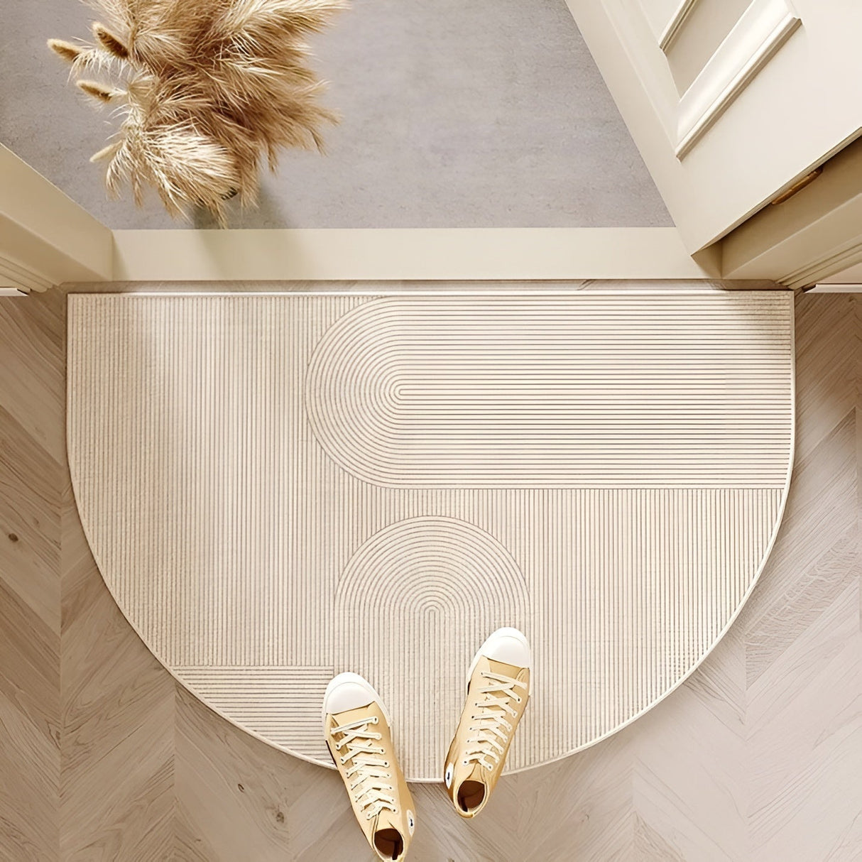 Halvkrets dörrmatta – Halkfri och dekorativ | För inomhus- och utomhusbruk, hall och vardagsrum Carvallo