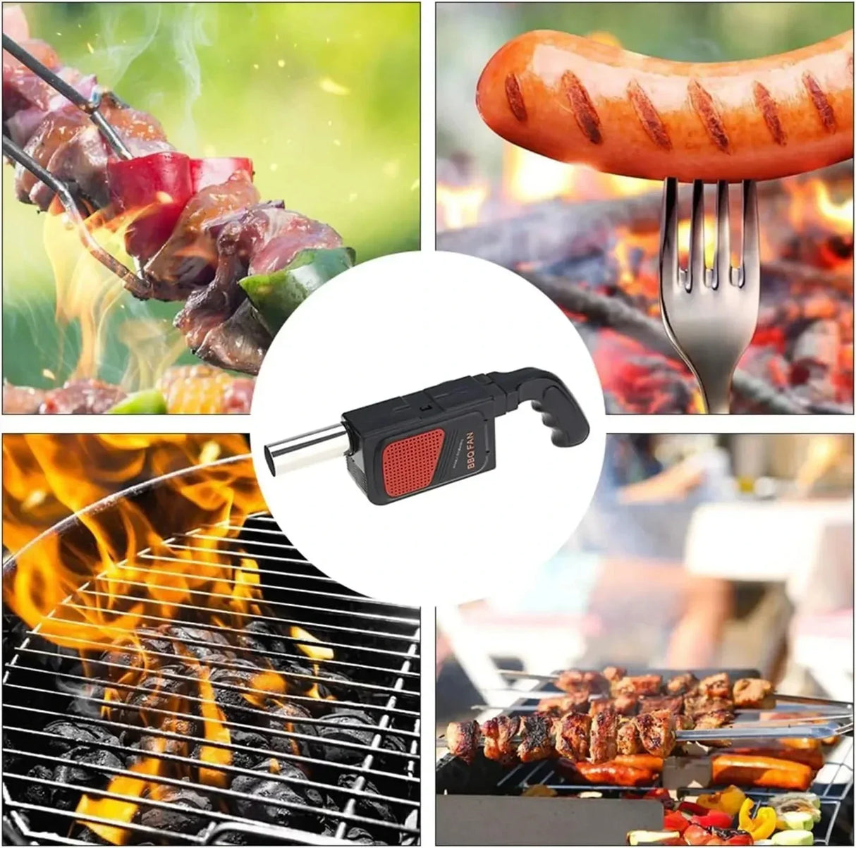 Carvallo Elektrisk BBQ-fläkt | Praktisk & Bärbar | För Grill, Camping & Utomhuskök Carvallo