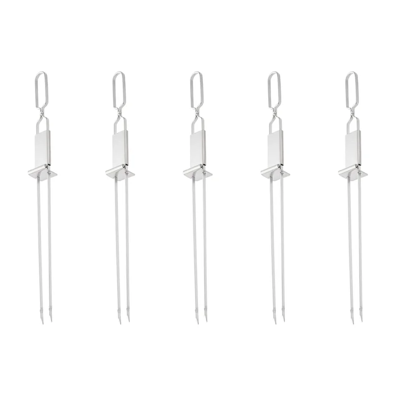 Carvallo rostfria grillspett | Dubbla piggar med skjutmekanism | Återanvändbar & diskmaskinssäker | 32 cm Carvallo