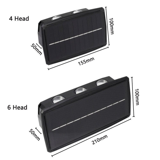 Carvallo Rise Solar Utomhusvägglampa | Varmvitt LED-ljus | IP65 Vattentät | Upp- & Nedåtriktad Carvallo