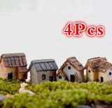 Carvallo FairyHome Set Miniatyrhus 4-pack | Feingård & Dekorationsfigurer | Harts | 2x2x1,5 cm | För DIY & Sagoträdgårdar Carvallo