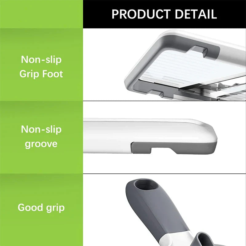 Carvallo Multifunktionell Mandolin-Hyvel med Rostfritt Stålblad | Justerbar & Handhållen | För Grönsaker, Frukter & Ost | Kompakt & Skarp Carvallo