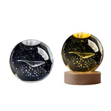 LumiCrystal - 3D LED Nattljus med Stjärnprojektor och Träbas Carvallo