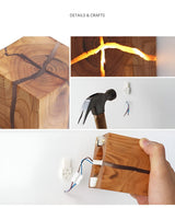 LED-bordslampa i kubform – Modern design av trä | Stilig för vardagsrum och sovrum Carvallo