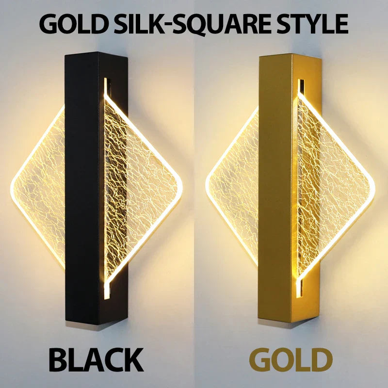 Modern LED Vägglampa med Guldblad Finish – Akryl Väggsconse för Inomhus Sovrum och Vardagsrum Belysning Carvallo