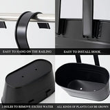 Carvallo Balkongkärl | Hängande växtkärl i metall med krok | Rostfri & Med vattenavlopp | Svart eller Vit Carvallo