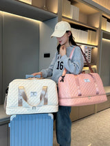 Carvallo TravelFlex Lätt resväska med diamantmönster | Stor sport- & weekendväska med skofack & vått fack | Godkänd för handbagage & vikbar Carvallo