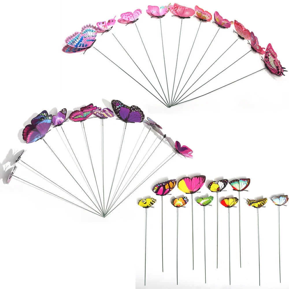Carvallo Butterfly Garden Stake | Set of 10 | Weatherproof & Colorful | For Beds, Flower Pots & Balcony Carvallo