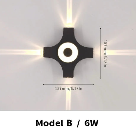 Carvallo WallBeam LED vägglampa utomhus & inomhus | IP66 vattentålig | Varma vita ljus | 4W/5W/6W | Svart Carvallo