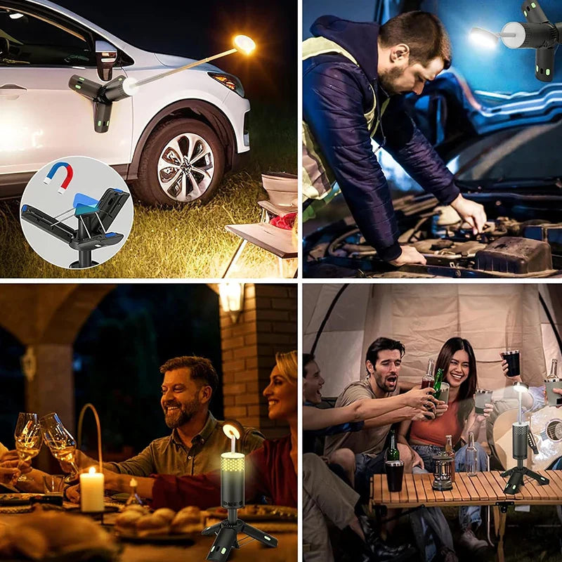 Carvallo Campinglampa | 10.000 mAh batteri | Teleskopdesign & stativ | Dimbar med SOS-funktion | Utomhus & nödbelysning Carvallo