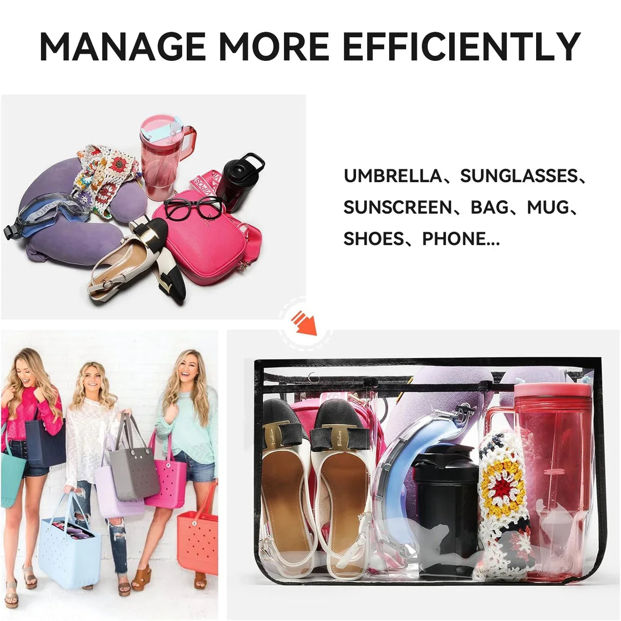 Carvallo Väska-Organizer för Strandväskor | Vattentålig & Lätt | Med Dragkedjefack & Flera Fack | Passar för Bogg Bag XL Carvallo