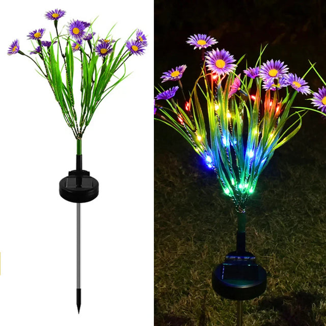 Carvallo Solar Trädgårdslampa Tusensköna | Vattentät LED Blomlampa för Utomhusbruk | Automatisk Deko-Solarlampa för Trädgård & Balkong Carvallo