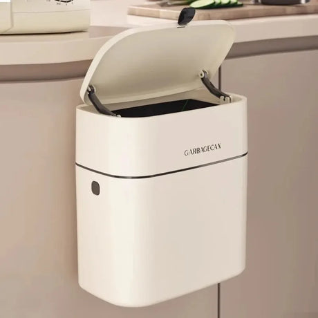 Carvallo Soptunna CleanFold SquareBin | Med lock och stor kapacitet | För badrum, kök och toalett | 25,5 × 15 × 28,3 cm Carvallo