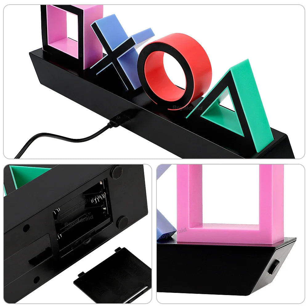 LED Bordlampa PlayStation Symbol – Musikstyrd Dekolampa för Gaming & Sovrum Carvallo